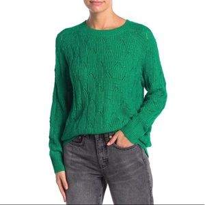 Elodie Cable Knit Pullover Green Sweater size XS
